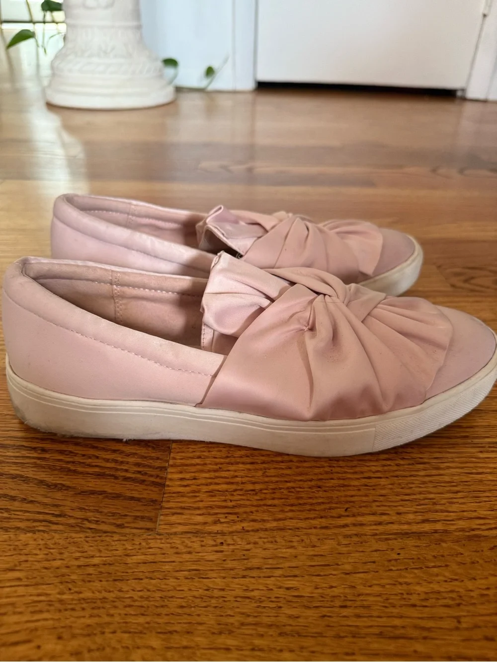 MIA Pink Knotted Satin Slip-On Sneakers